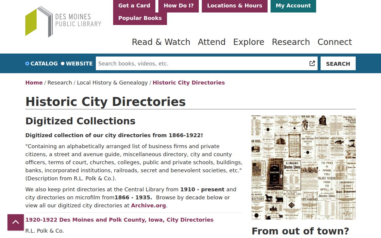 Polk County city directory holdings at Des Moines Public Library