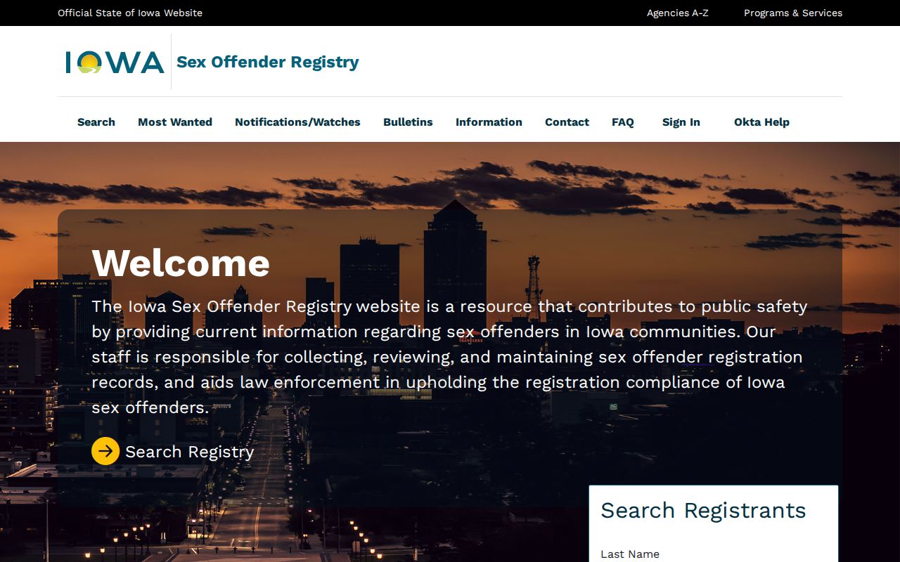 Iowa Sex Offender Registry official search for Polk County safety information