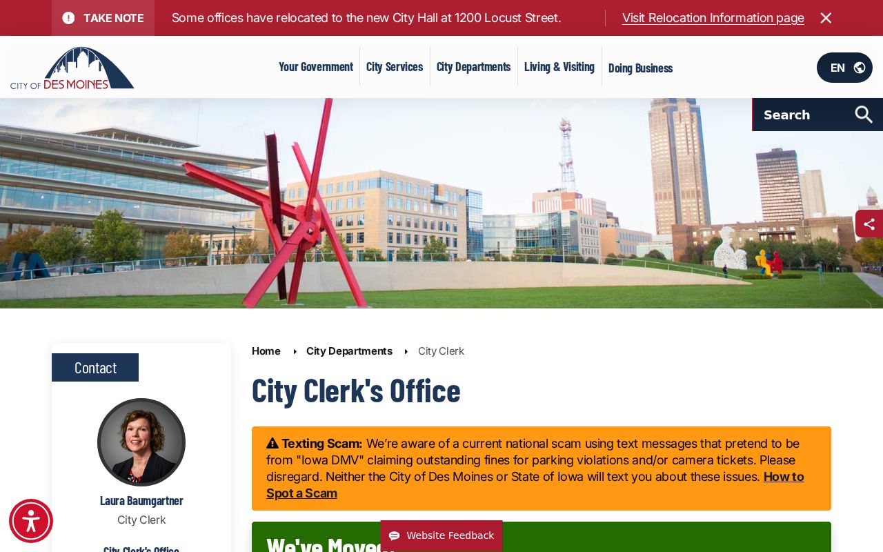 Polk County neighbors civic records at the Des Moines City Clerk